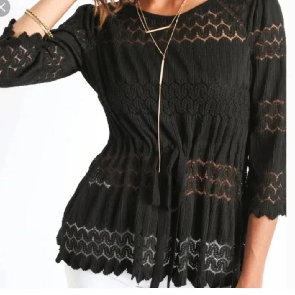 Free People Fire Island Cinch Top Black Small